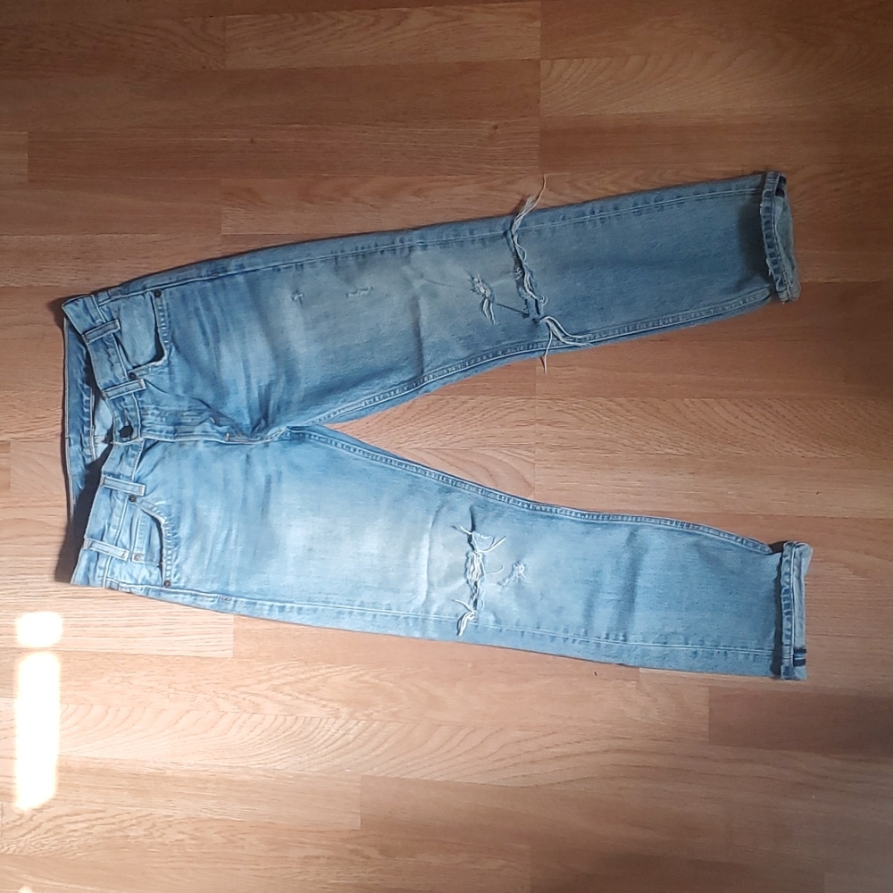 Levi's 505c Slim Straight Cropped Ankle Jeans orange tab distress Heat Stroke 25